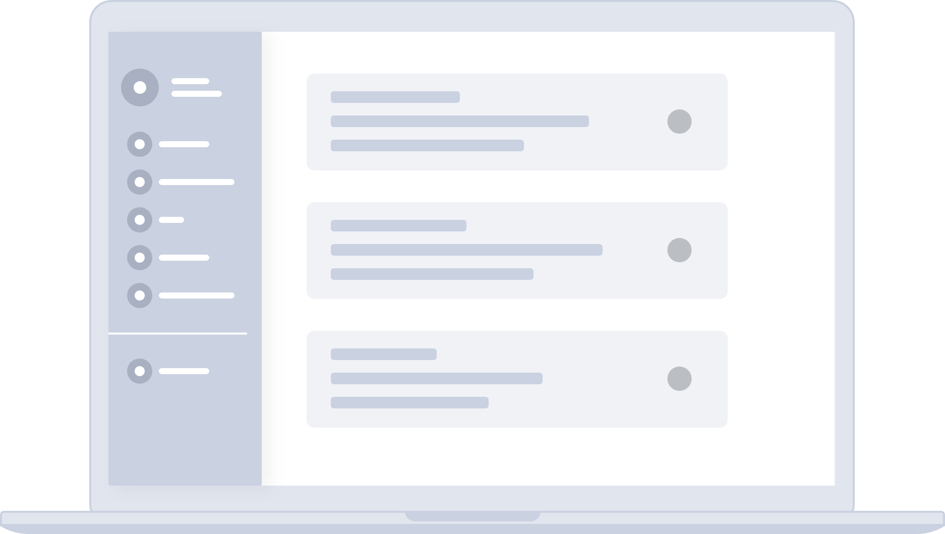 A computer screen with three sections of the same page.