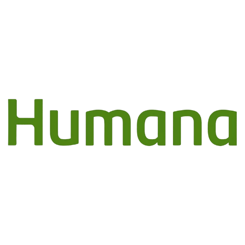 A green and black logo for humana.